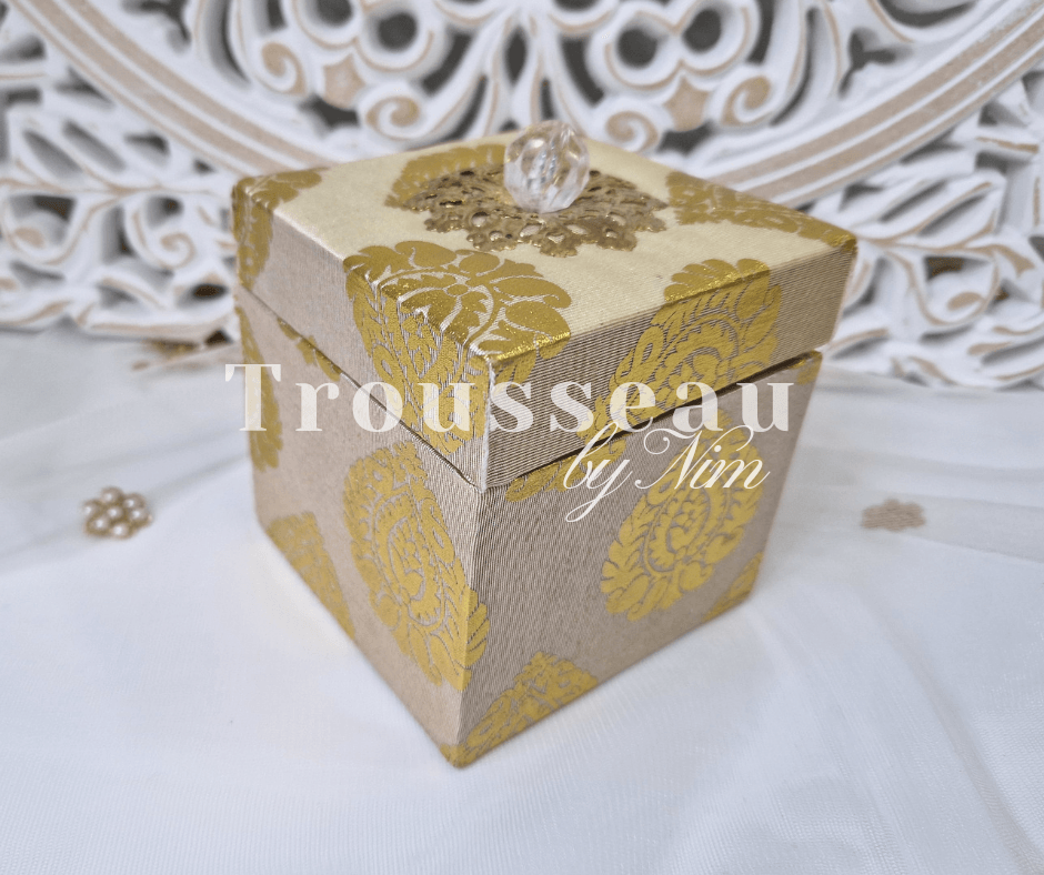 Nims Boutique Light Gold Silk Brocade Favor Box