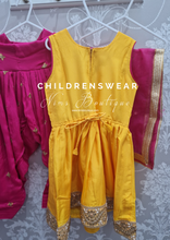 Yellow & Pink Silk Kids Salwar Suit