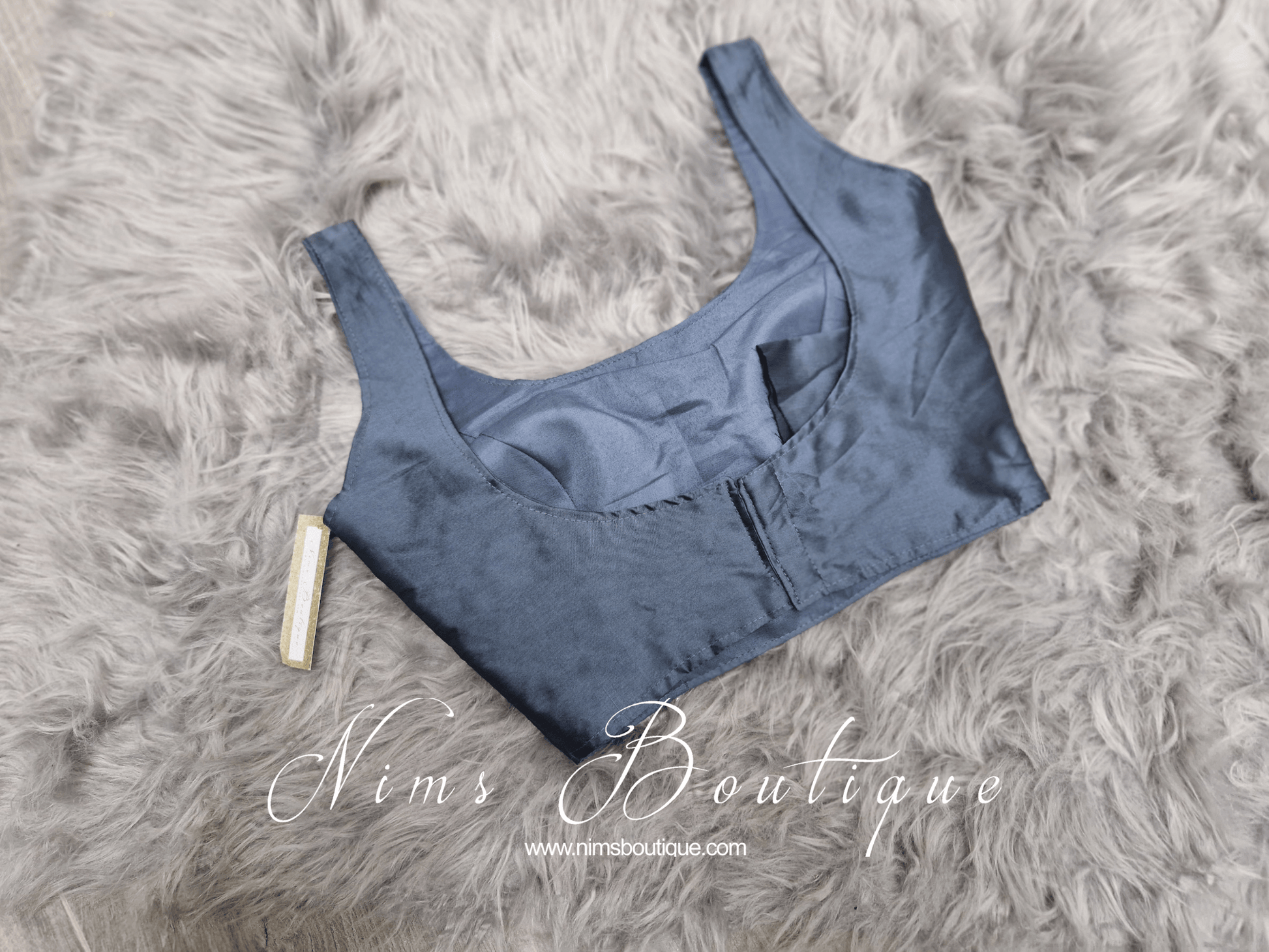 Nims Boutique The NB Grey Silk Blouse petite sizes 4-8