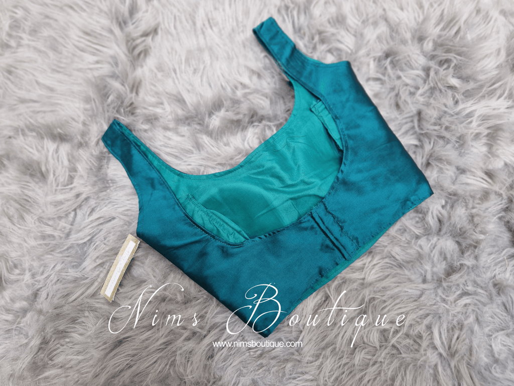 Nims Boutique The NB Teal Silk Blouse petite sizes 4-8