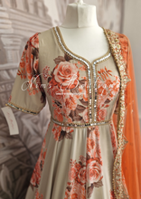 Dahlia Luxury Beige Floral Long Gown with Pajami (sizes 6-14)