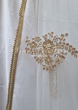 White Net Pearl Embellished Dupatta/Chunni with Gold Bead Edging (GB2)