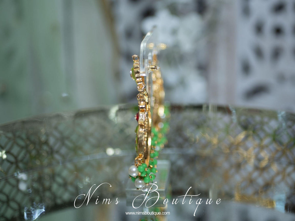 Nims Boutique Moorni Lime Meenakari Peacock Earrings