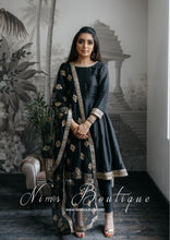 Rashmi Luxury Black Silk Anarkali Suit with Pajami (Sizes 4-16)