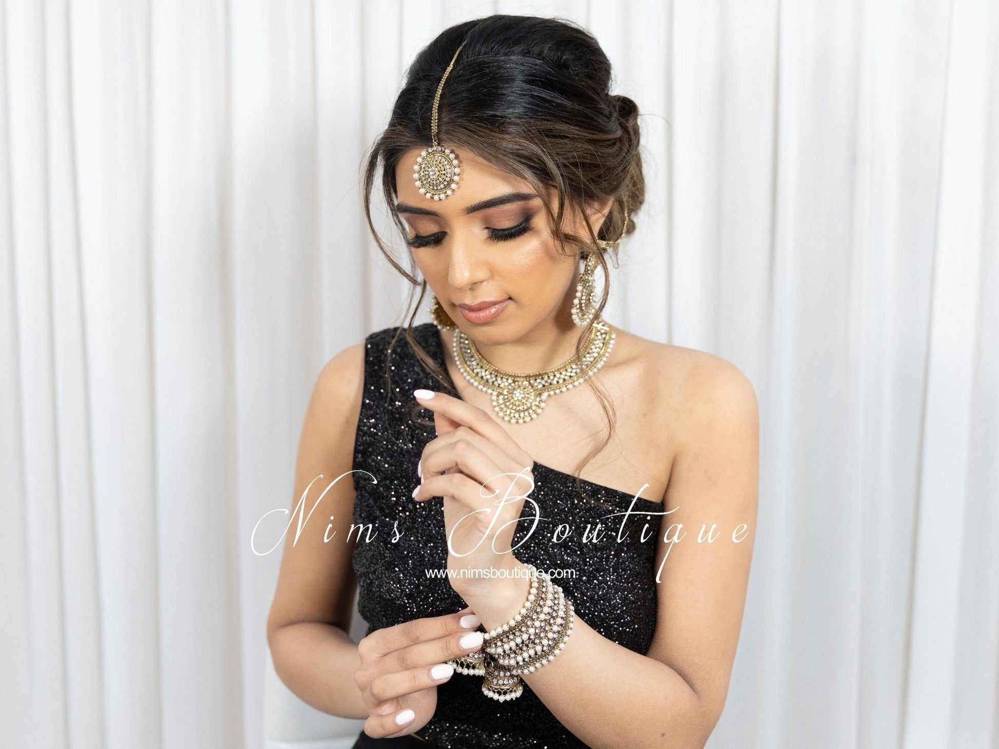Nims Boutique Royal Pearl Bracelet with hanging chumke