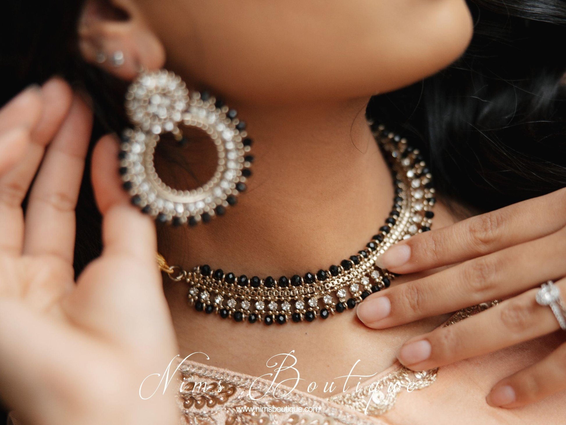 Nims Boutique Royal Antique Gold and Black Necklace