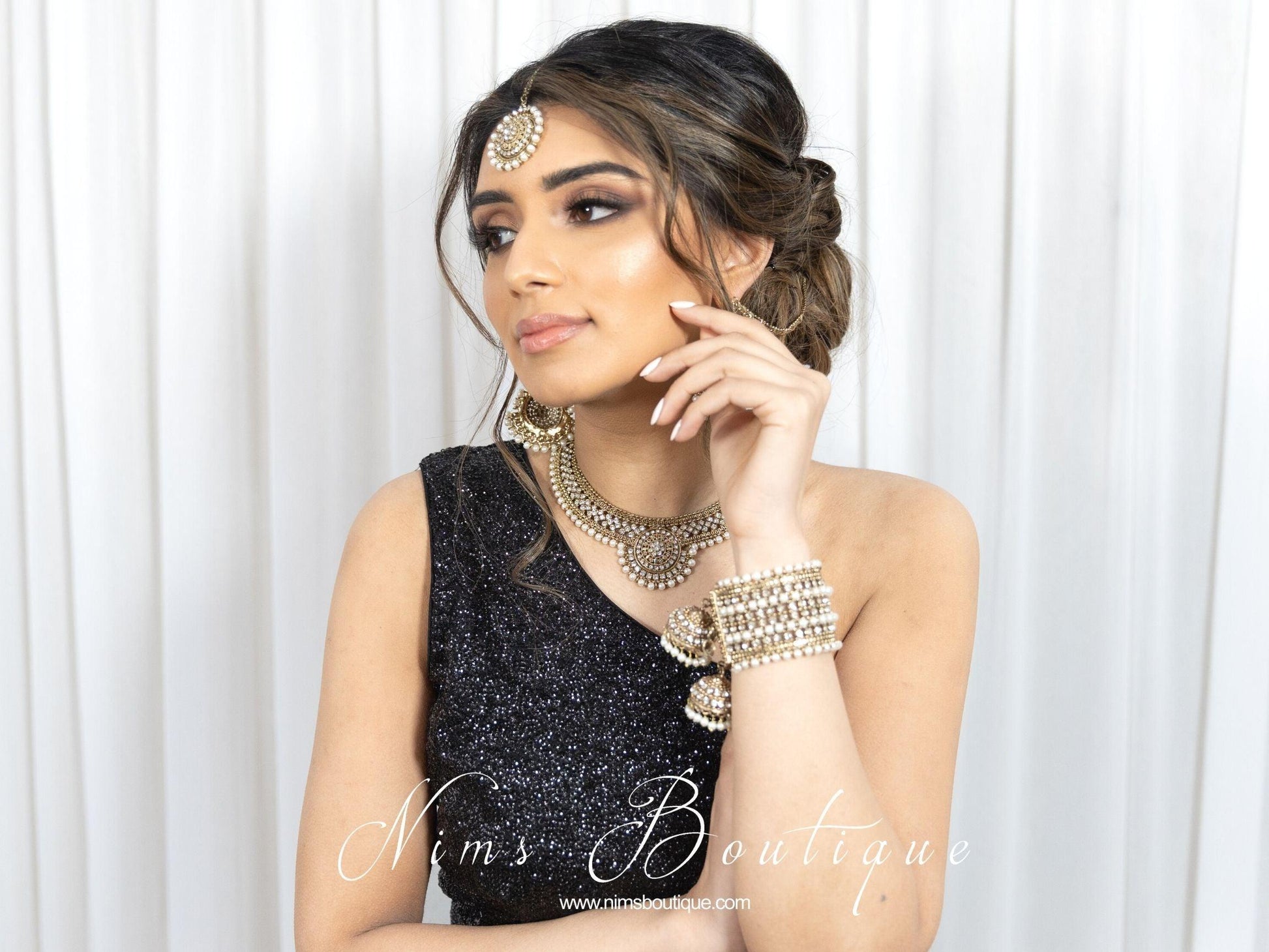 Nims Boutique Royal Pearl Bracelet with hanging chumke
