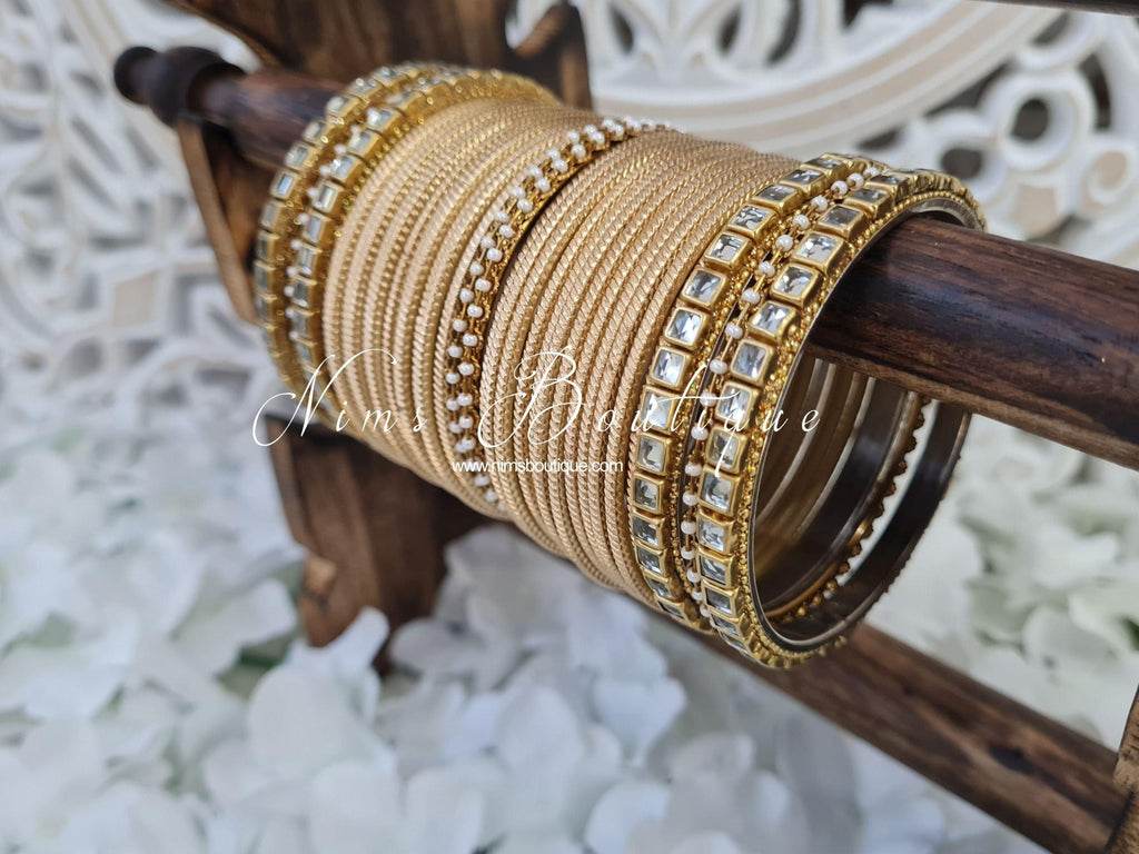 Nims Boutique Gold & Kundan Set of Bangles 2
