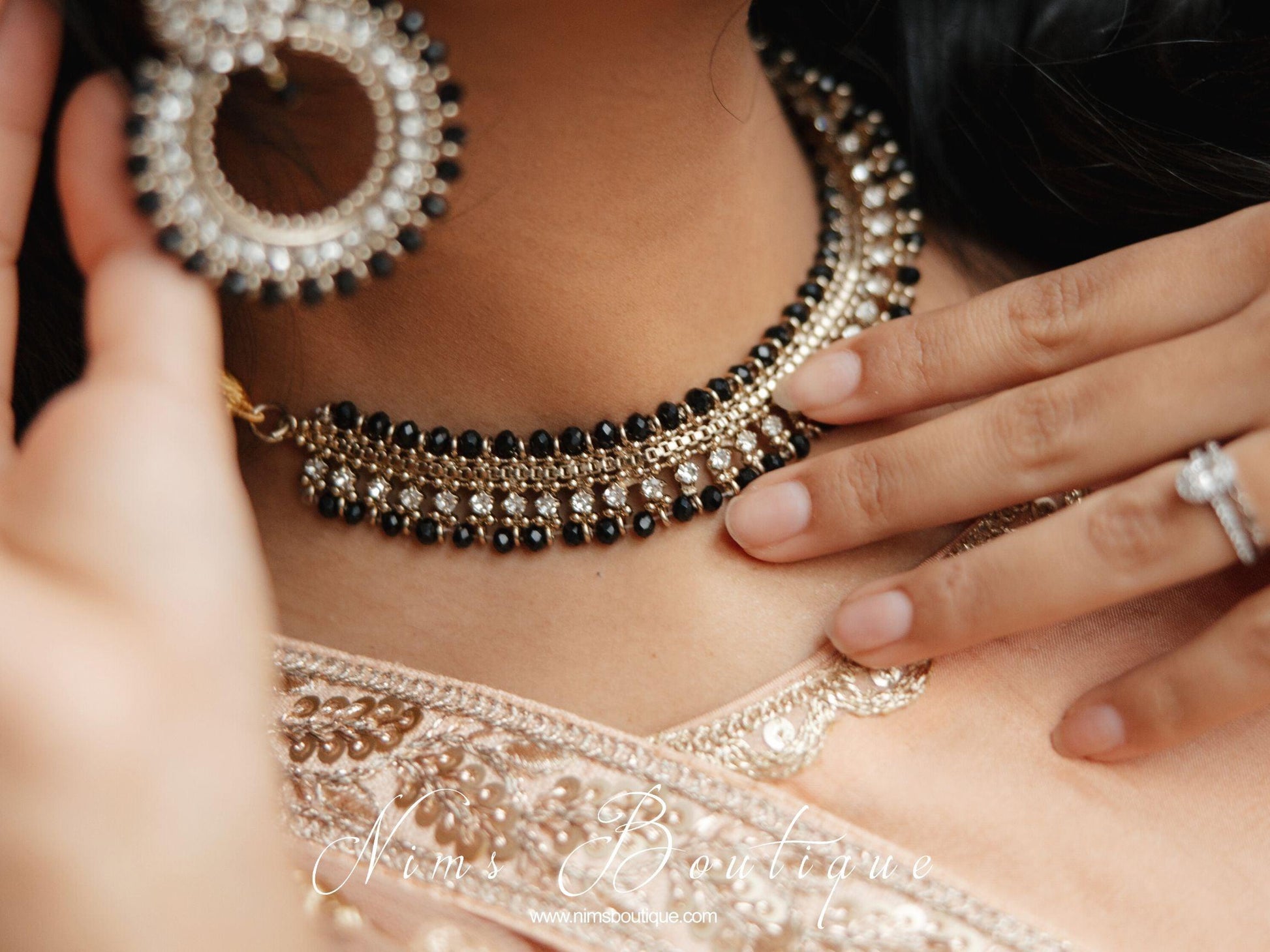 Nims Boutique Laila Royal Black Earrings
