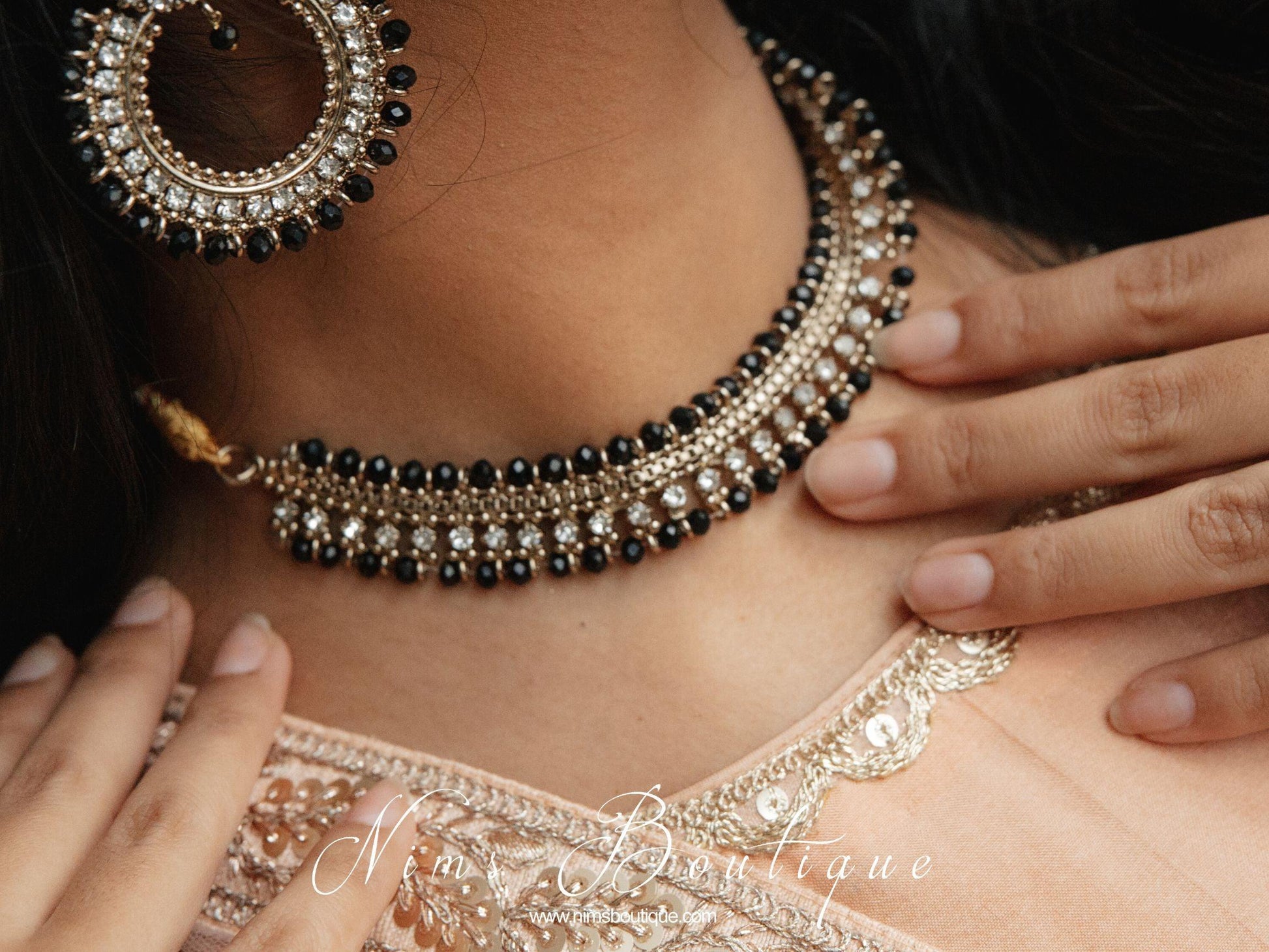 Nims Boutique Royal Antique Gold and Black Necklace