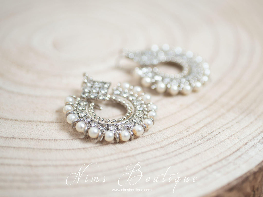 Nims Boutique Vidya Silver & Pearl Earrings