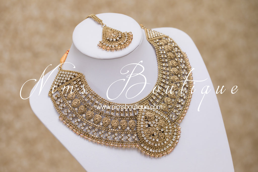 Nims Boutique Waheeda Antique Gold & Gold Bead Bridal Set