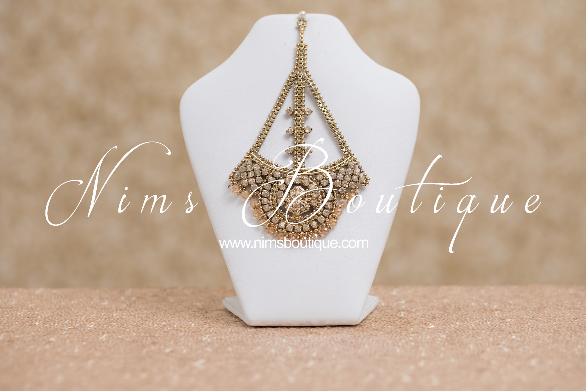 Nims Boutique Waheeda Antique Gold & Gold Bead Bridal Set