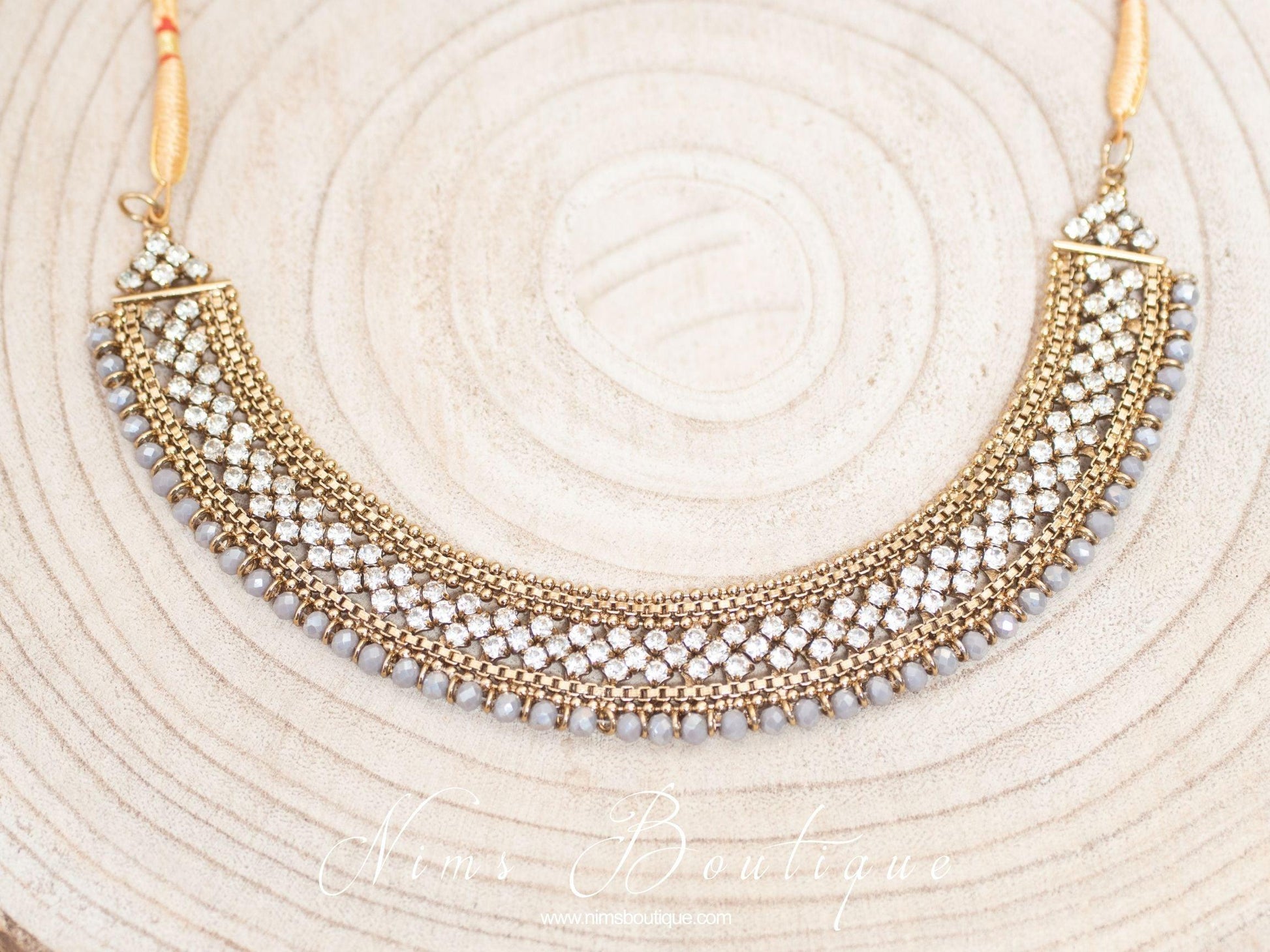 Nims Boutique Statement Royal Grey Necklace