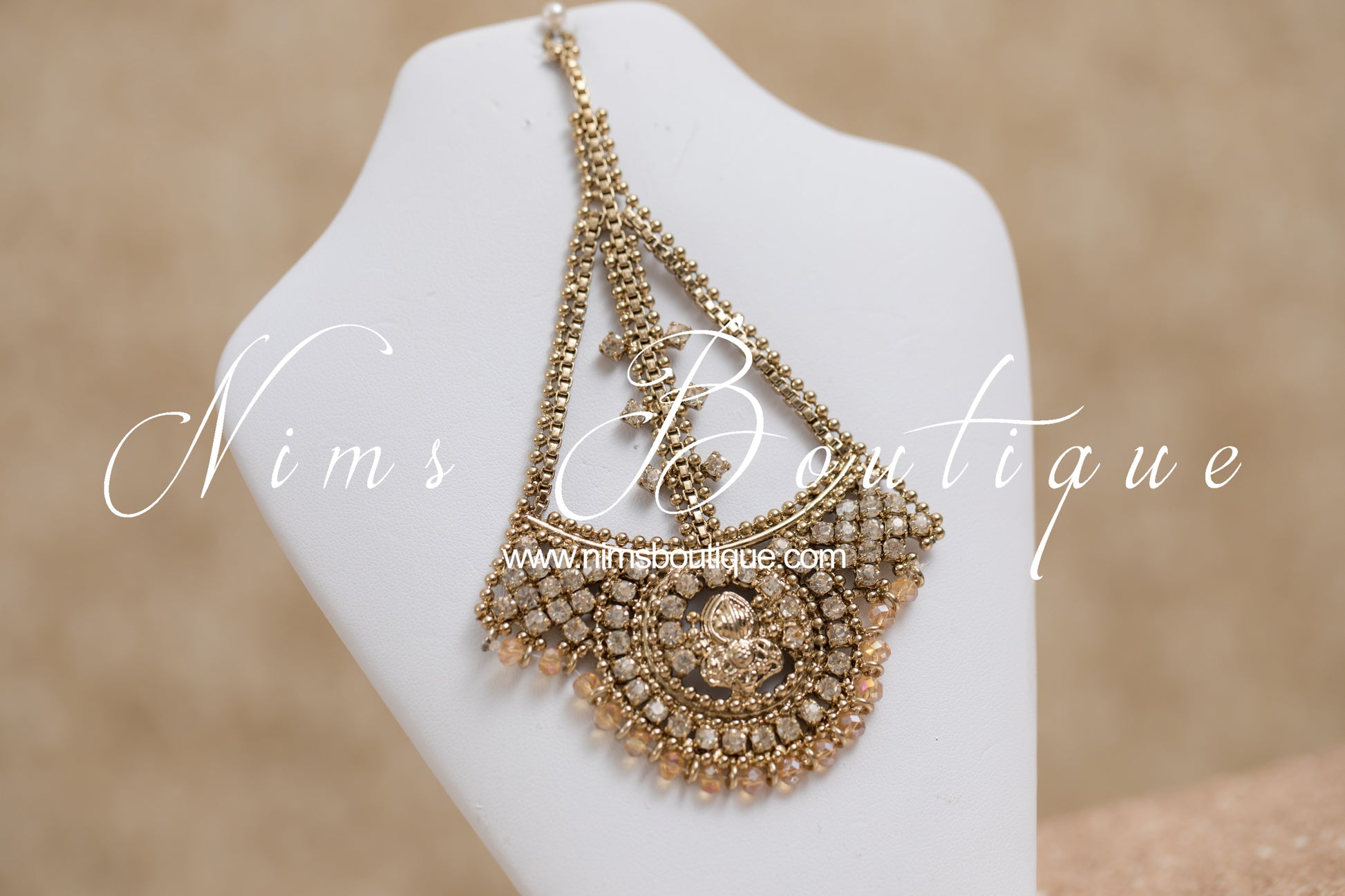 Nims Boutique Waheeda Antique Gold & Gold Bead Bridal Set