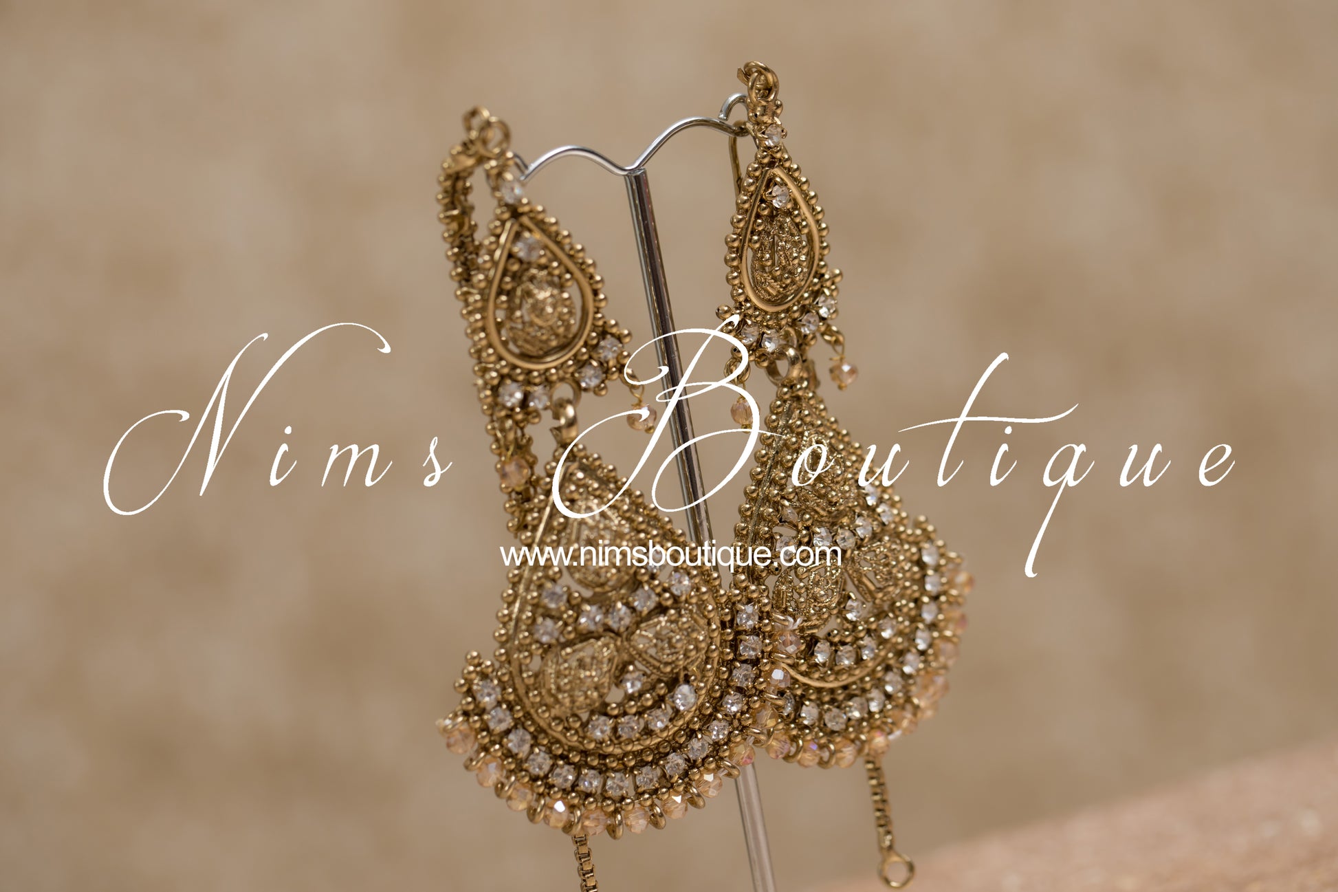 Nims Boutique Waheeda Antique Gold & Gold Bead Bridal Set