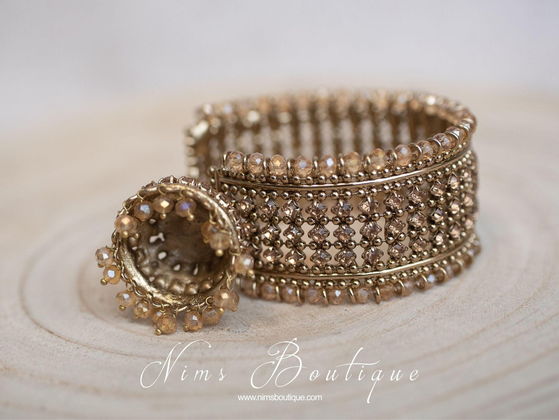 Nims Boutique Gold stone Royal Bracelet with chumka