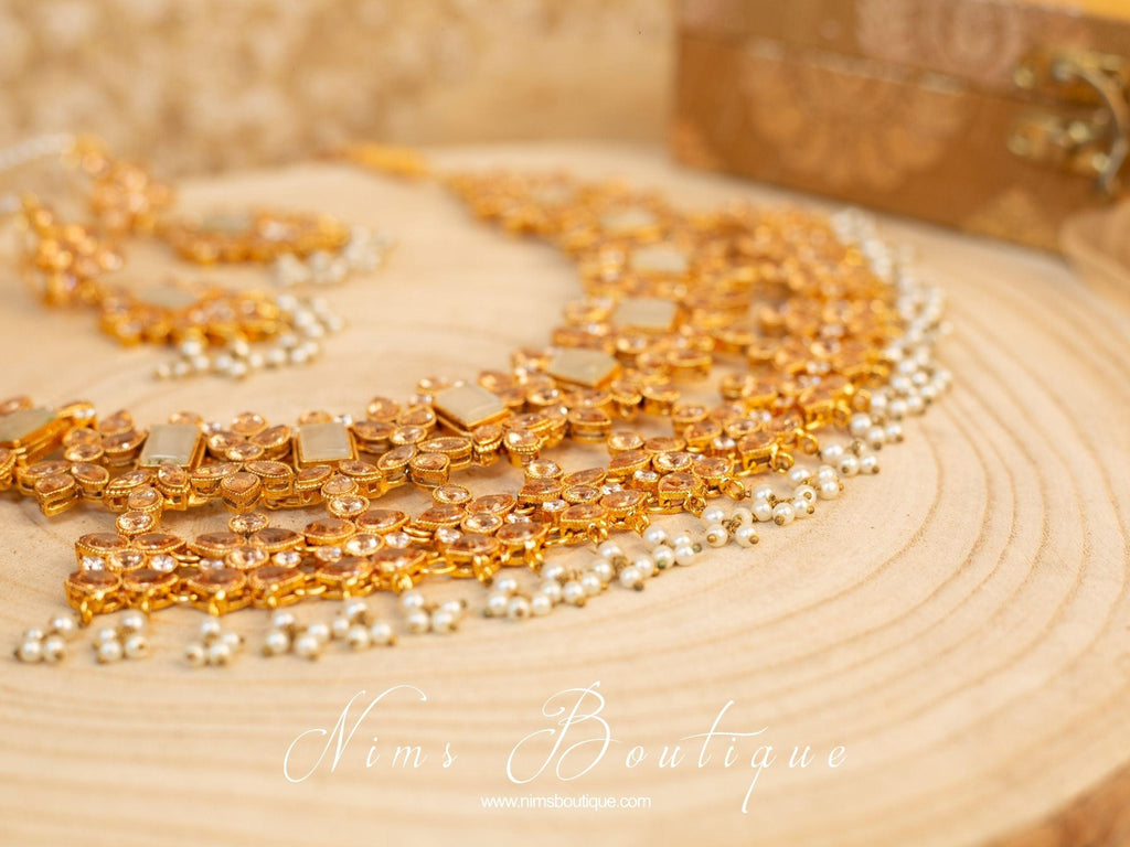 Nims Boutique Pari Maharani Pearl & Gold Set