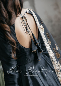 Rashmi Luxury Black Silk Anarkali Suit with Pajami (size 4-14)
