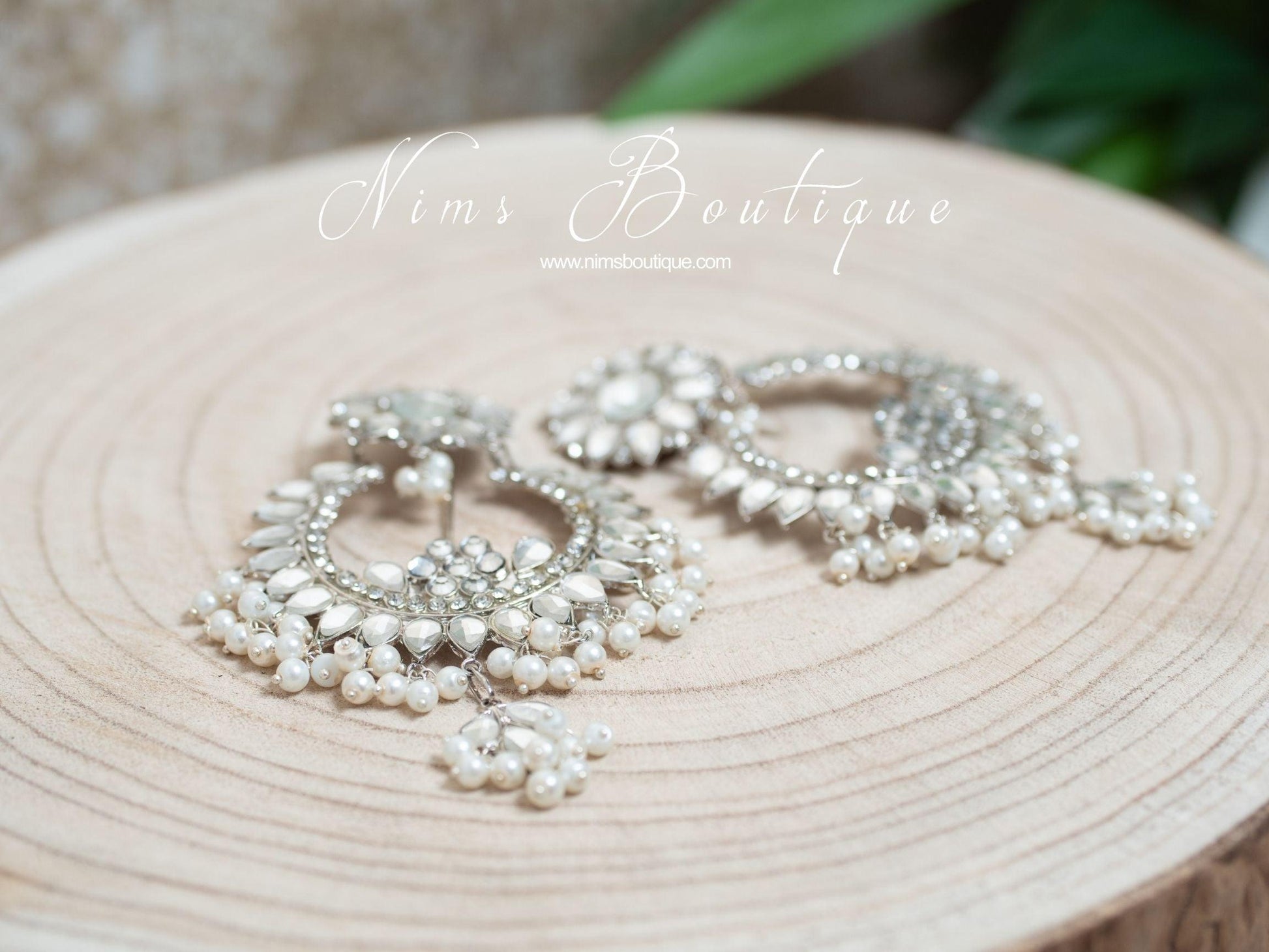Nims Boutique Tanuja Silver & Pearl Maharani Earrings