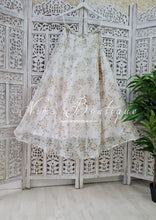 Ivory Floral Print Organza readymade skirt/lehnga (10-12)