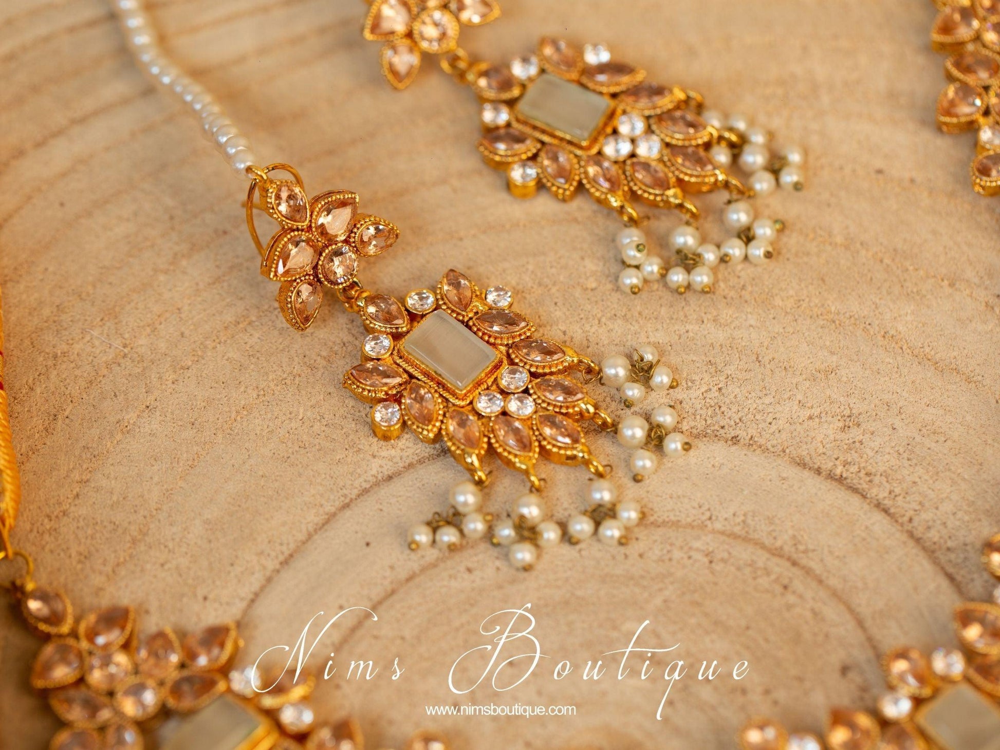 Nims Boutique Pari Maharani Pearl & Gold Set