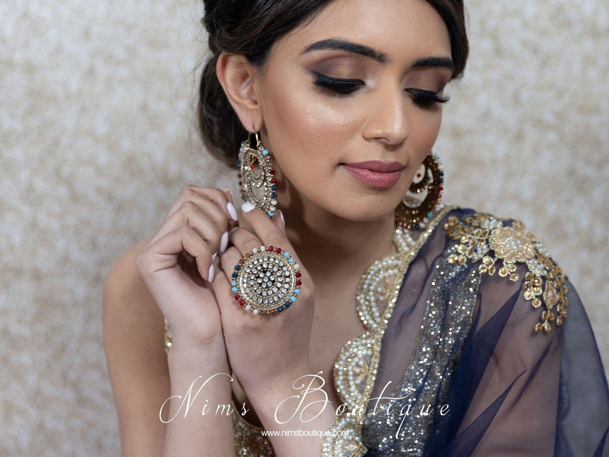 Nims Boutique Anisha Multicolour Statement Ring