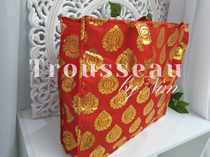 Large Red Silk Brocade Bags with handles
