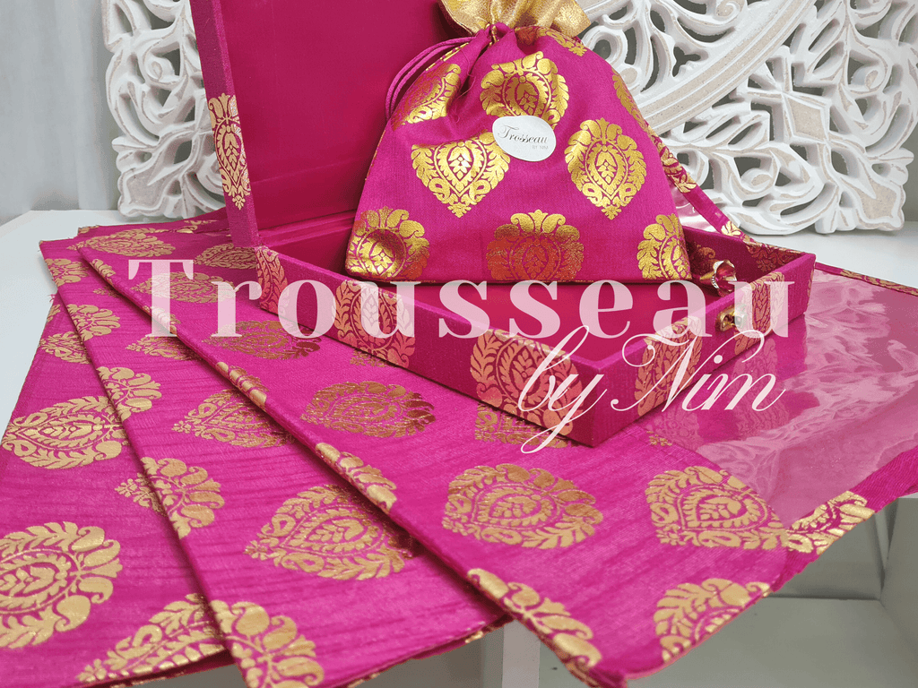 Nims Boutique Hot Pink Paisley Brocade Sari Bag