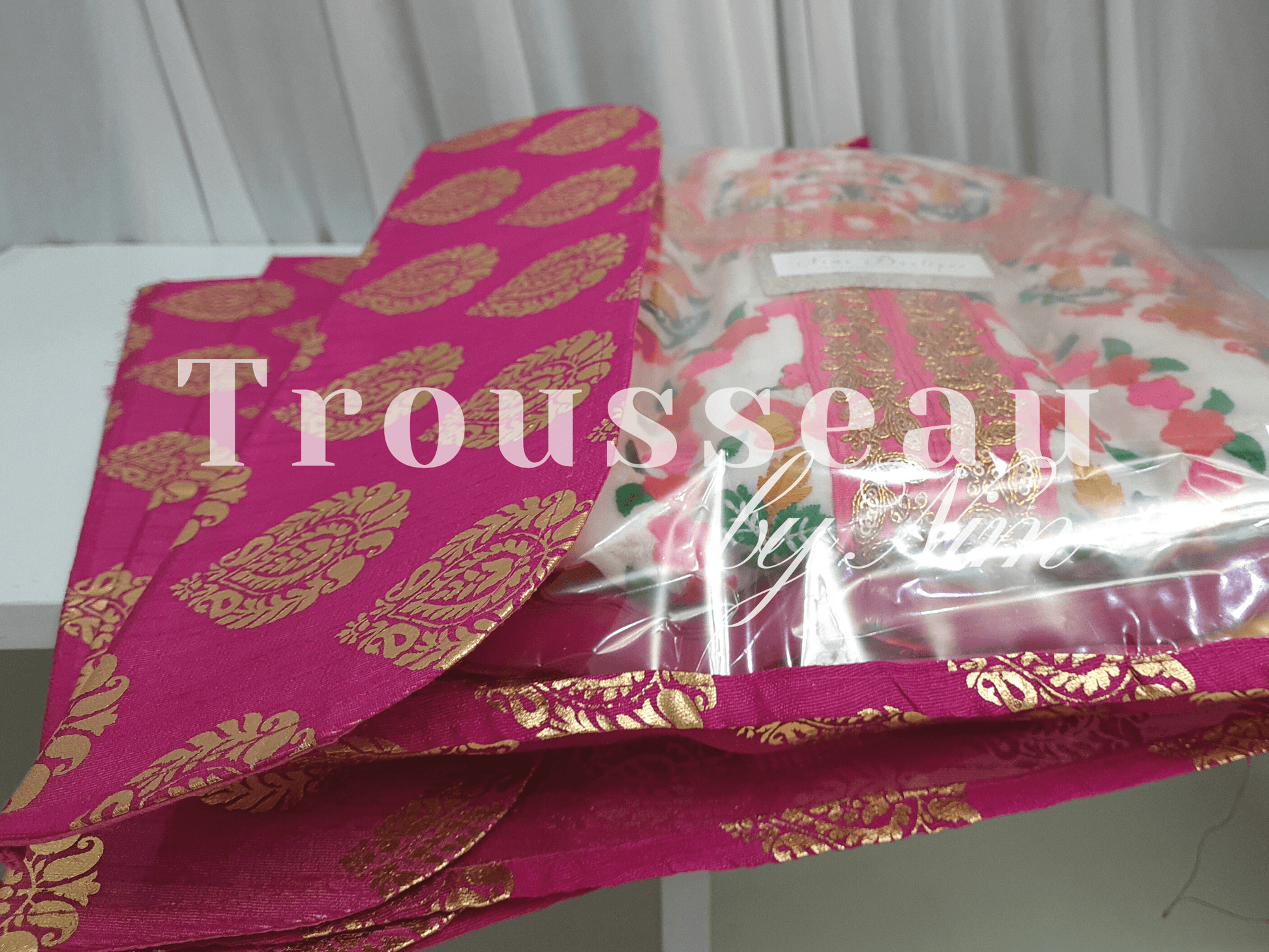 Nims Boutique Hot Pink Paisley Brocade Sari Bag