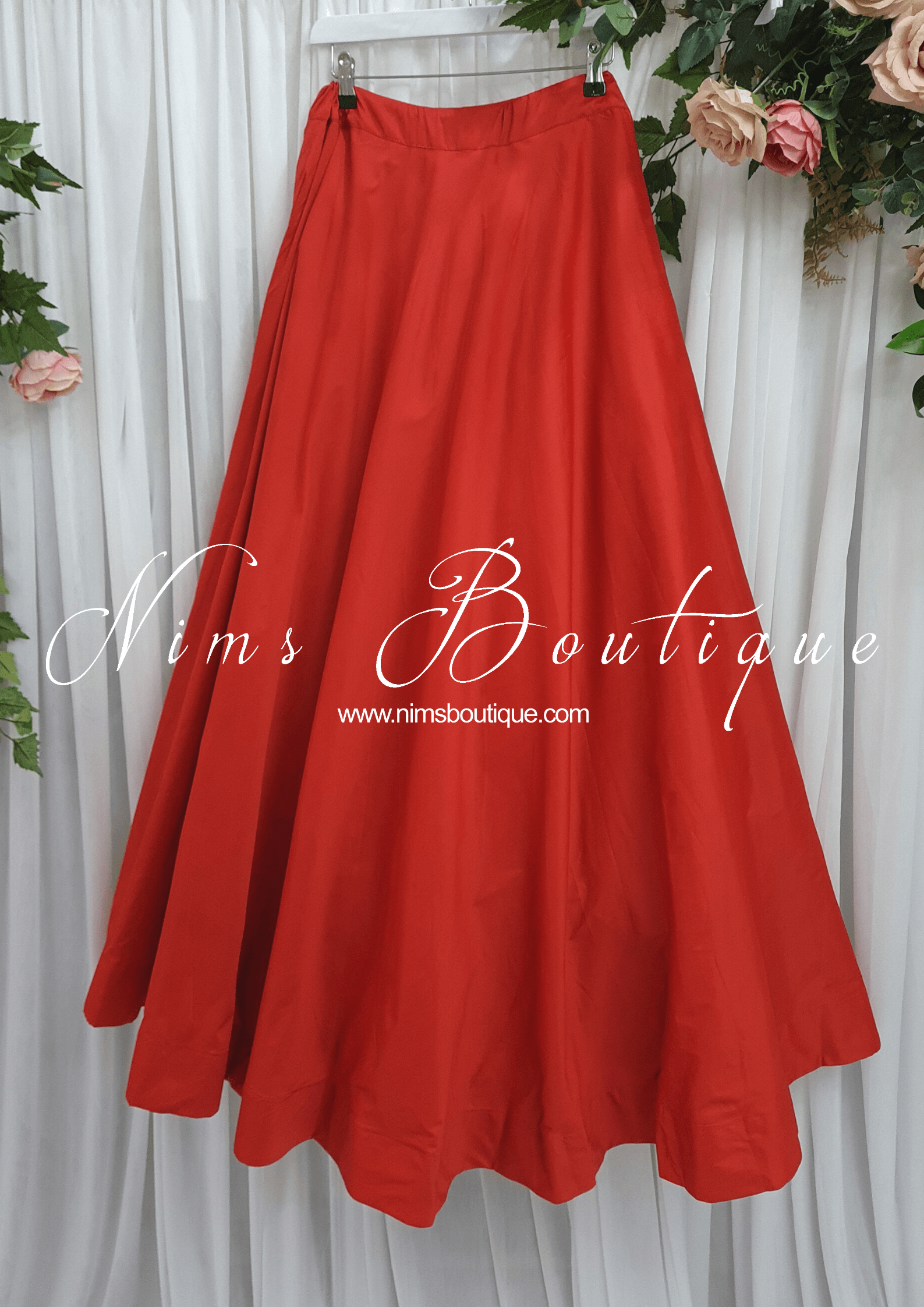 Nims Boutique Readymade Red Silk skirt/lehnga sizes 4-18