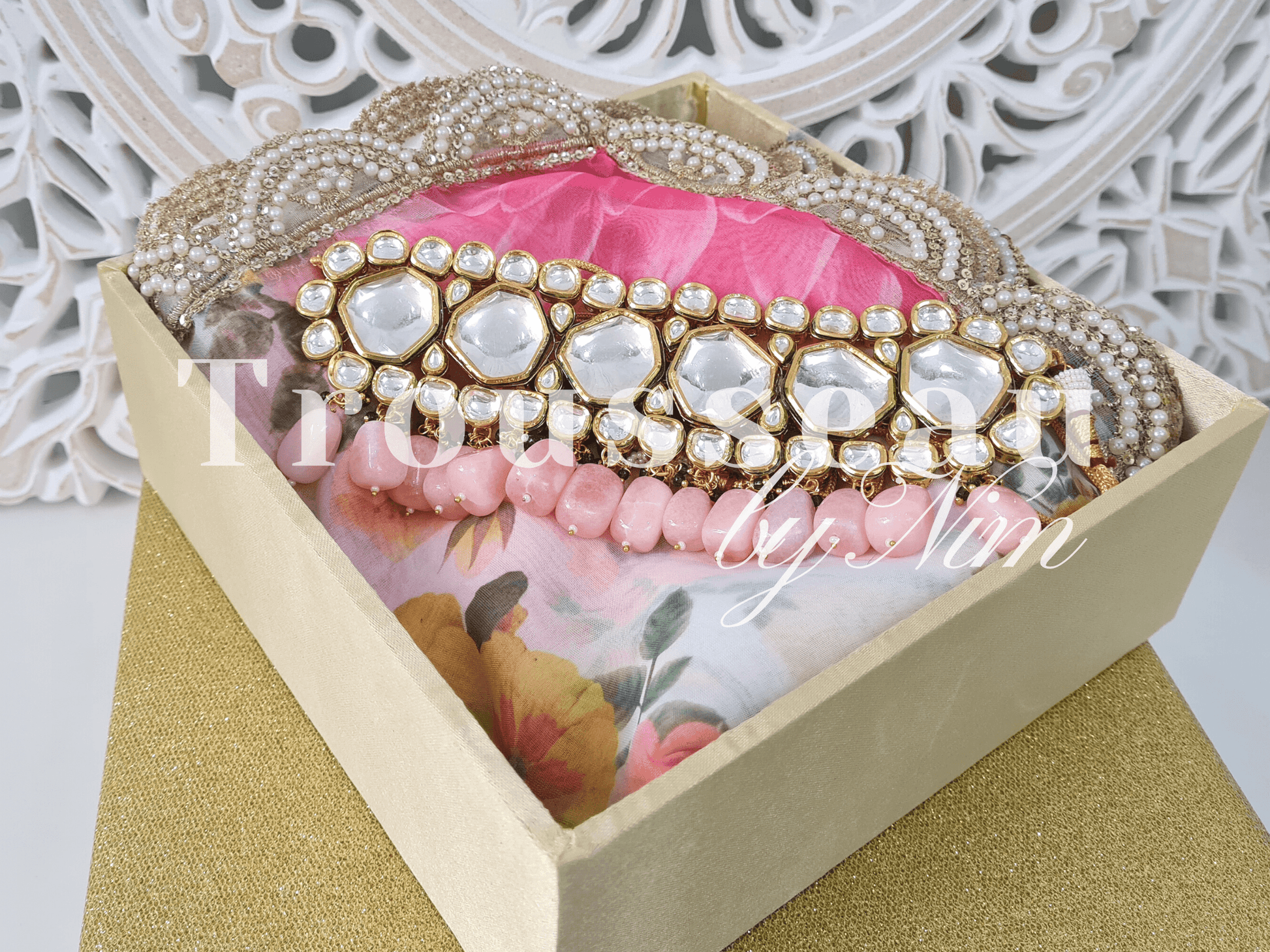 Nims Boutique Luxury Gold Glitter Silk Gift Box Set