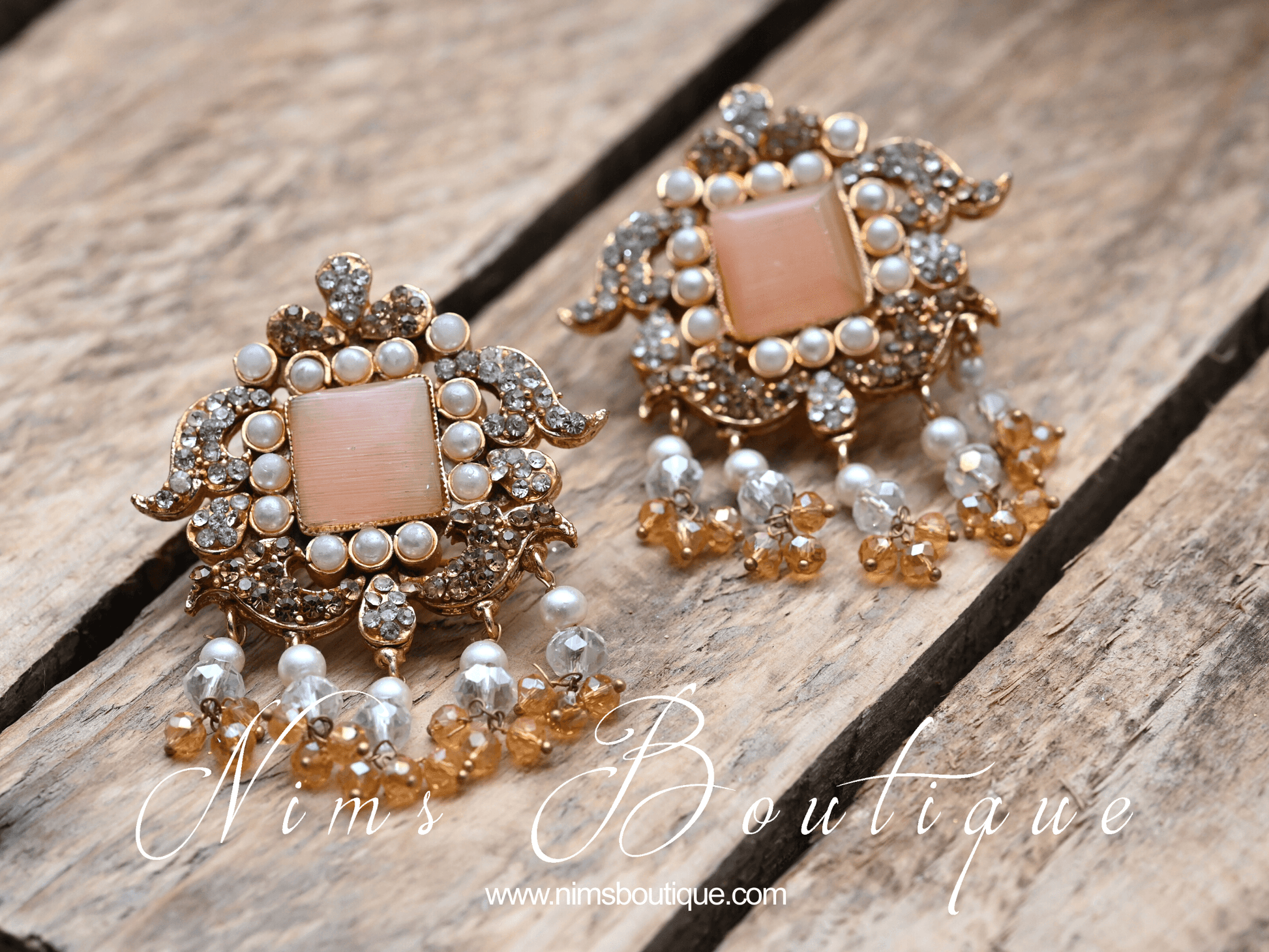 Nims Boutique Ananya Peach Gem Maharani Choker Set