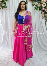 Hot Pink Net Pearl Embellished Dupatta/Chunni with Luxury Pearl Edging (NPE6)