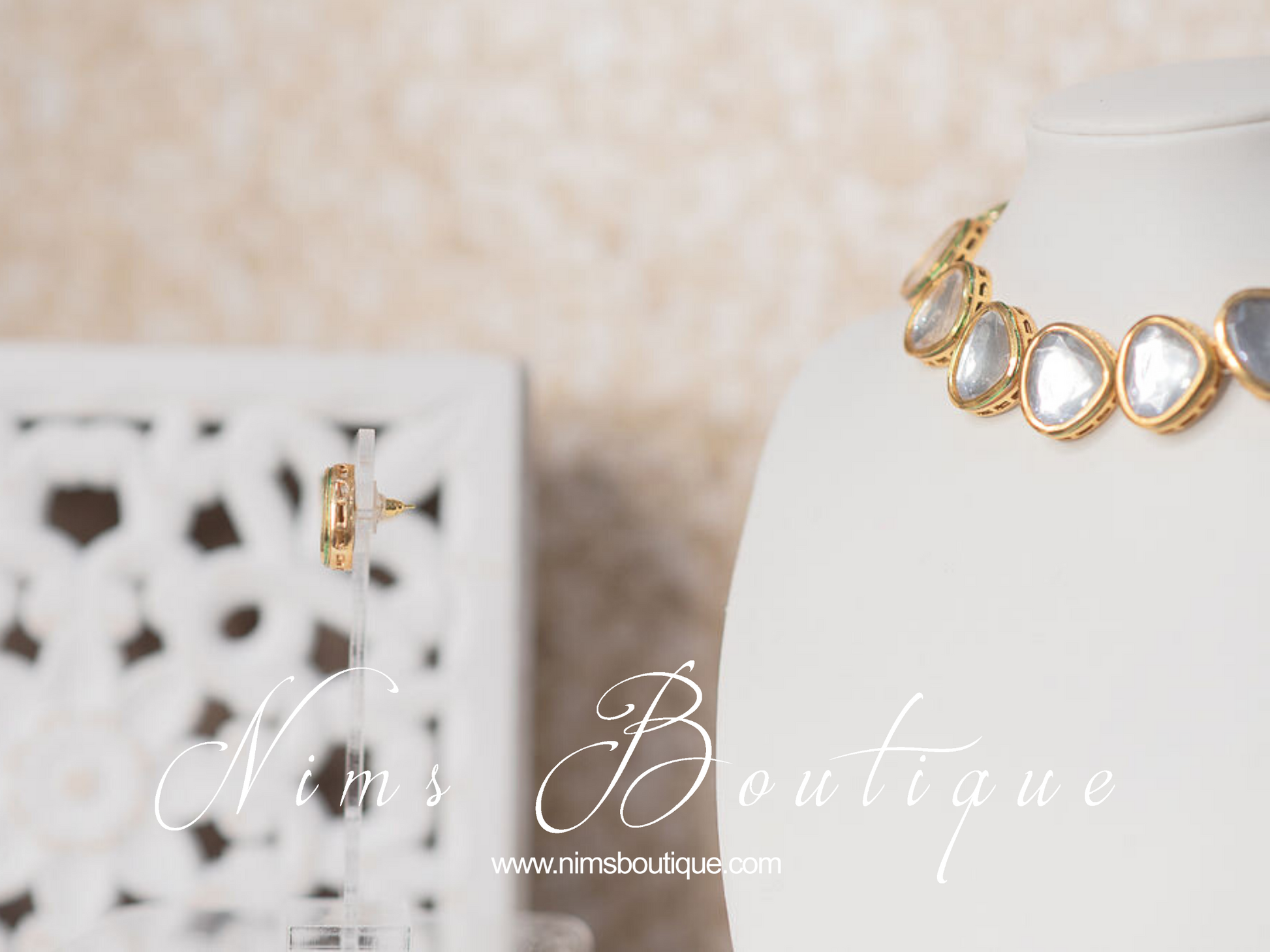 Nims Boutique Lara Classic Kundan Set with stud earrings