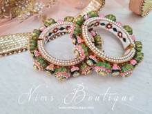 Nims Boutique Luxury Pink & Green Meenakari Kara various sizes