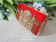 Taj Red Raw Silk Clutch Bag