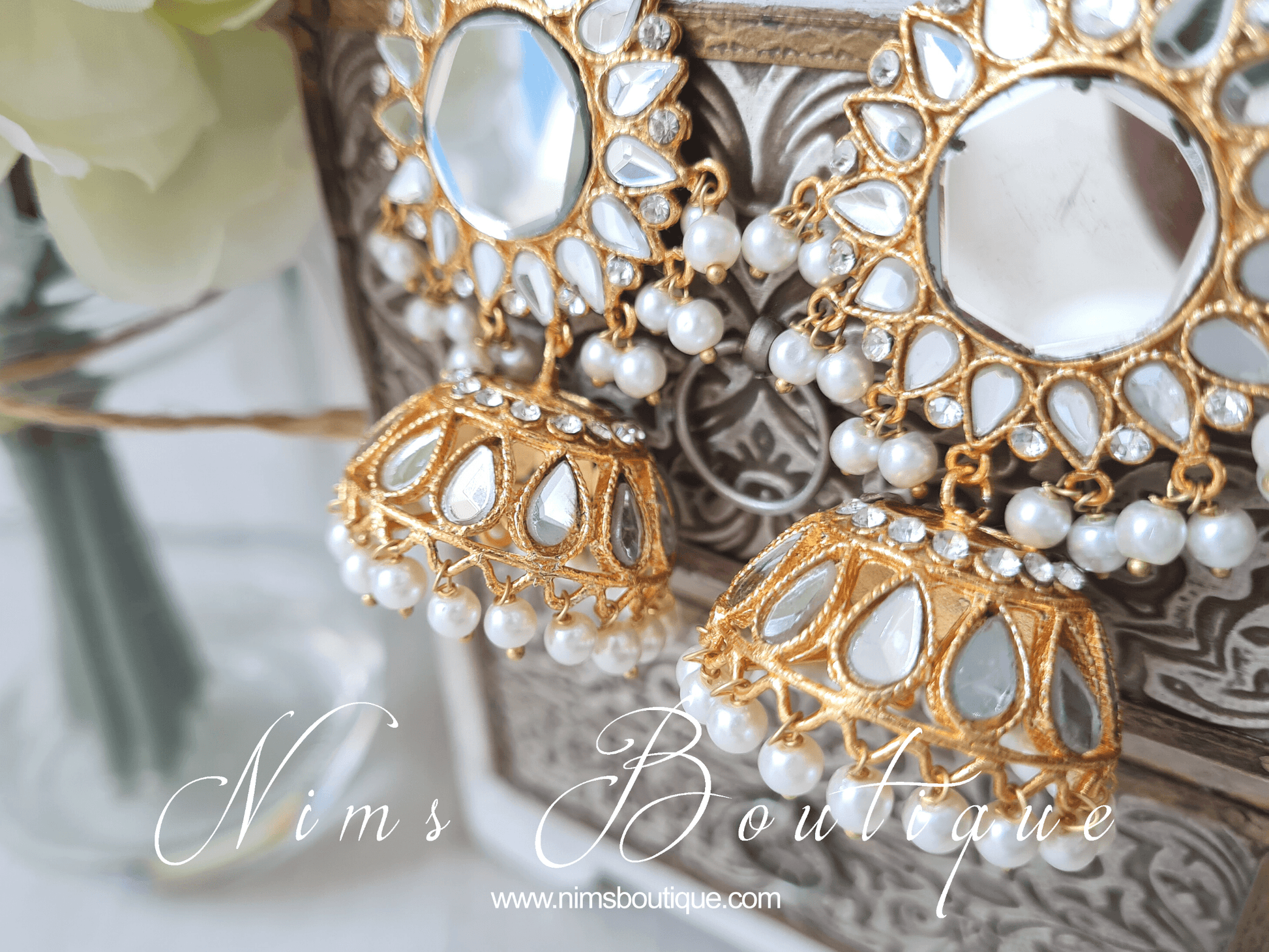Nims Boutique Shruti Maharani Light Gold Mirror Chumke medium