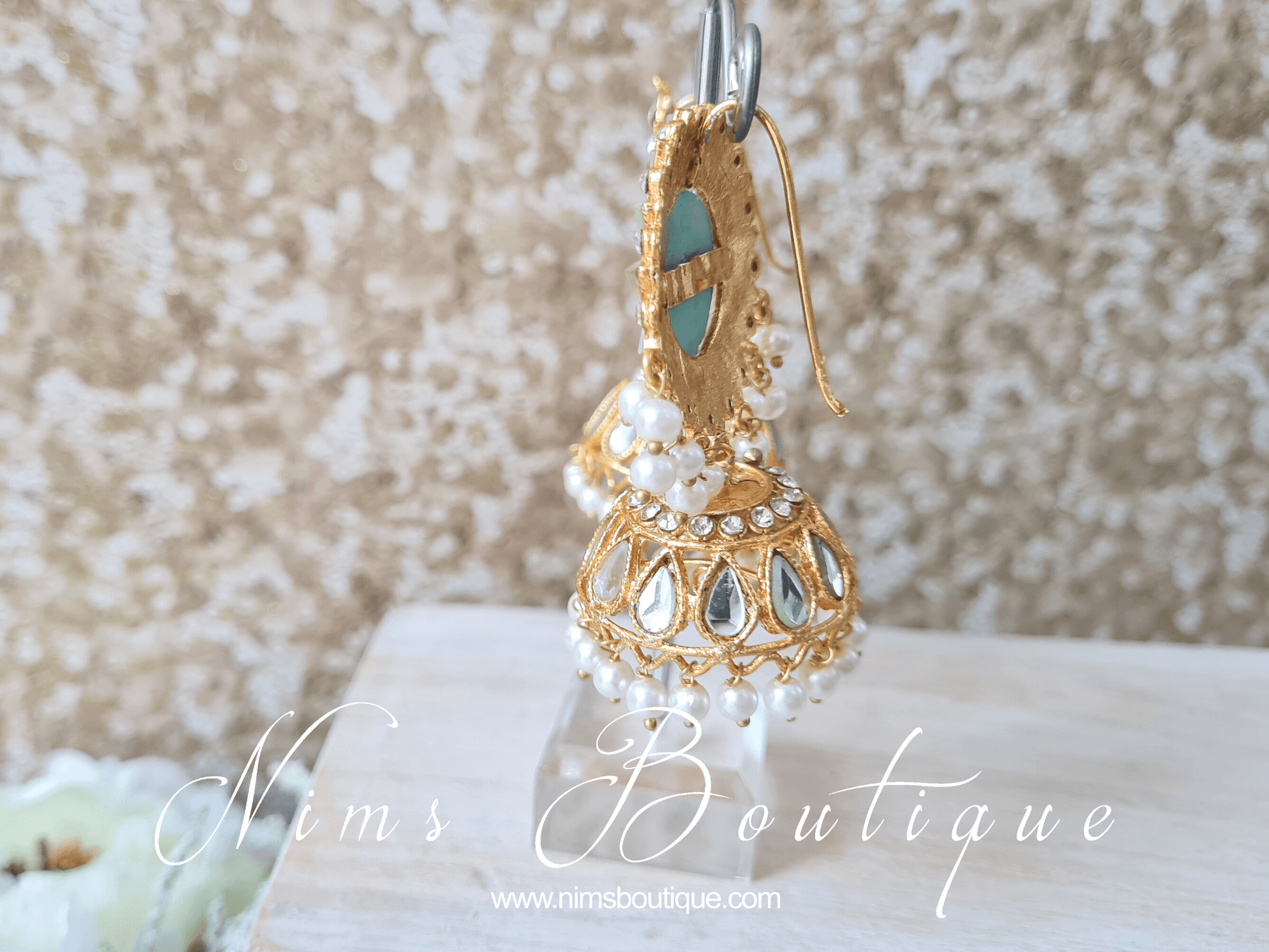 Nims Boutique Shruti Maharani Light Gold Mirror Chumke medium