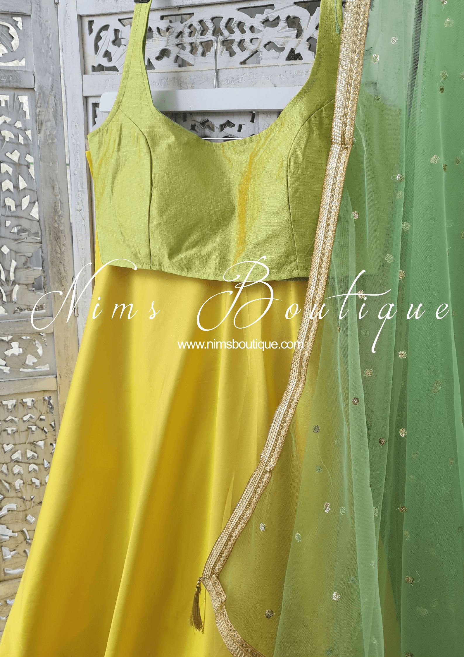 Nims Boutique Light Yellow Plain Semi stitched skirt/lehnga