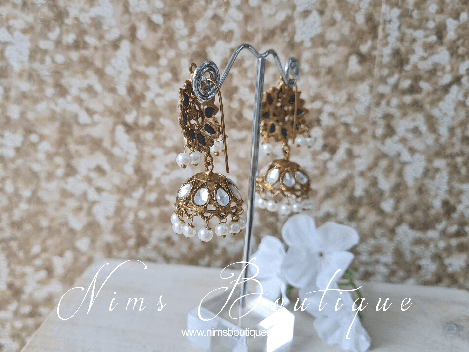 Nims Boutique Small Nandini Royal Antique Gold & Pearl Chumke