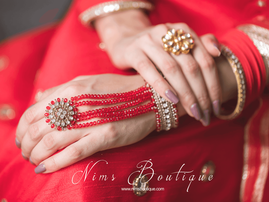 Nims Boutique Royal Red Small Handpiece / Hath Panja