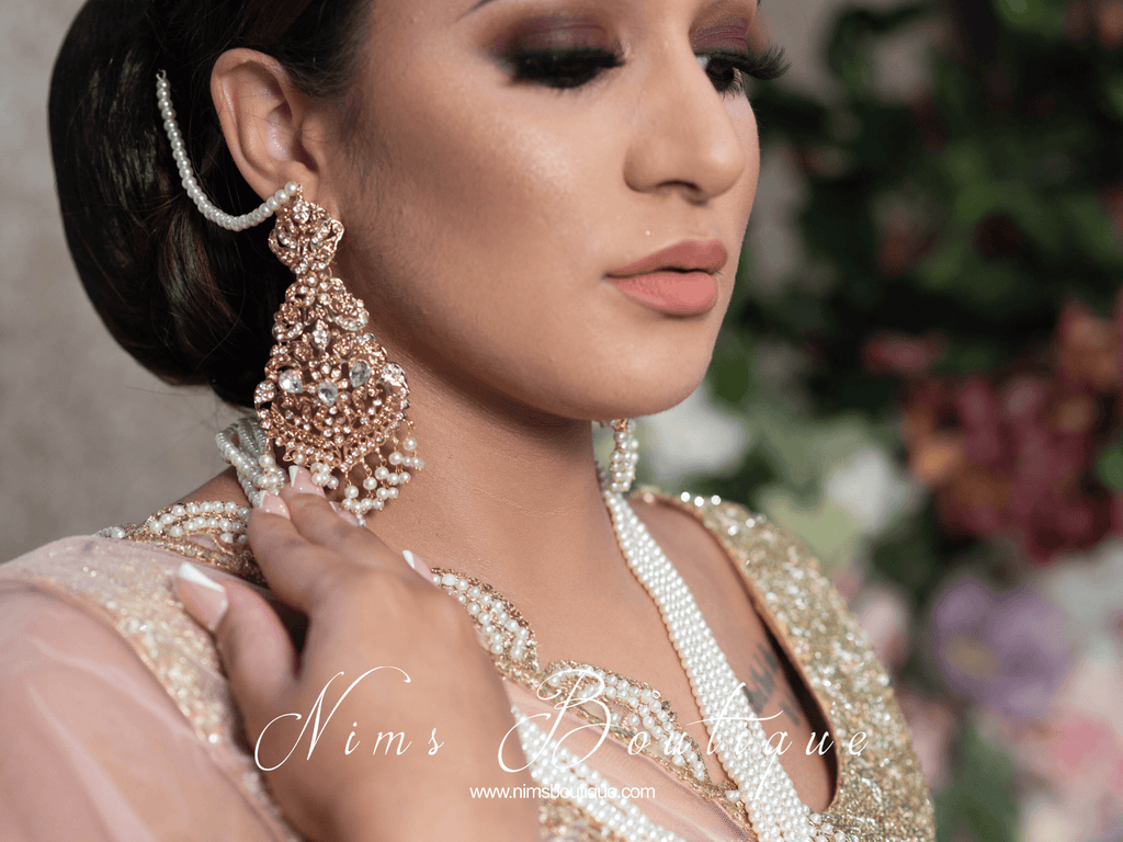 Nims Boutique Neena Pearl & Gold Long Necklace Set