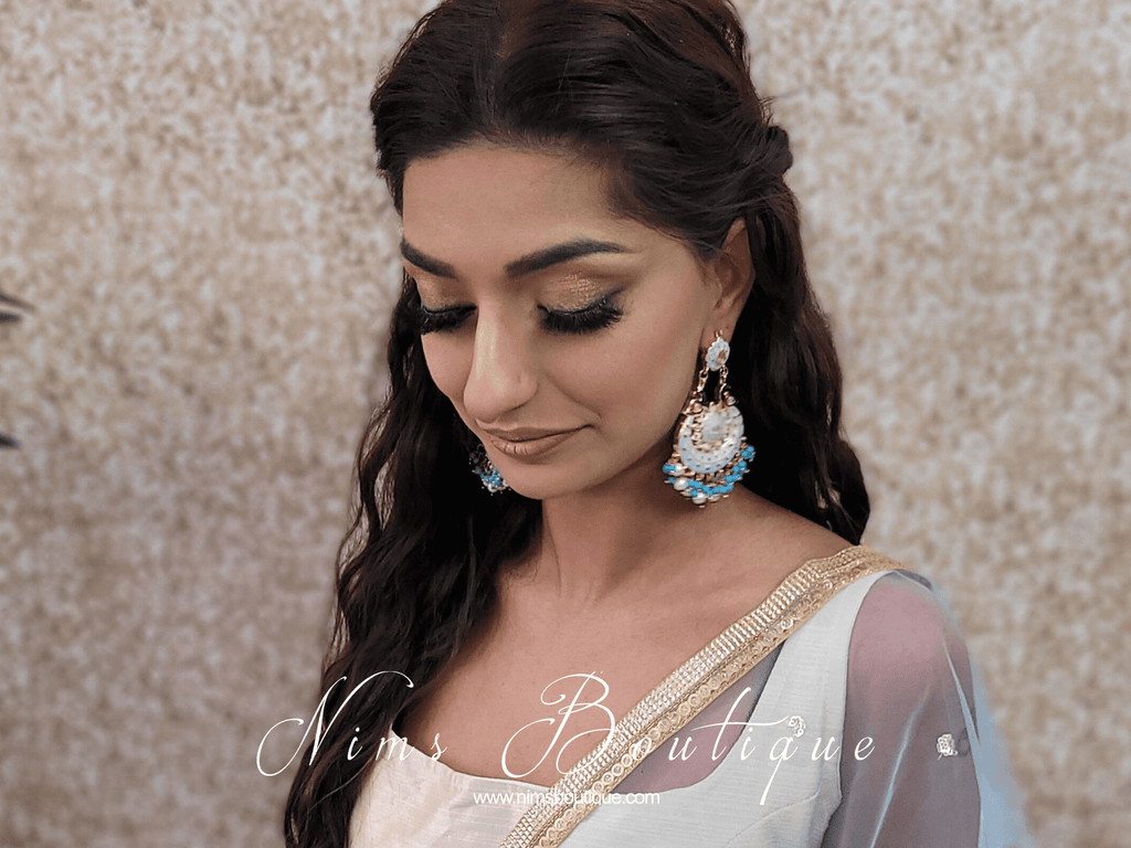 Nims Boutique Moorni Light Turquoise Meenakari Peacock Earrings