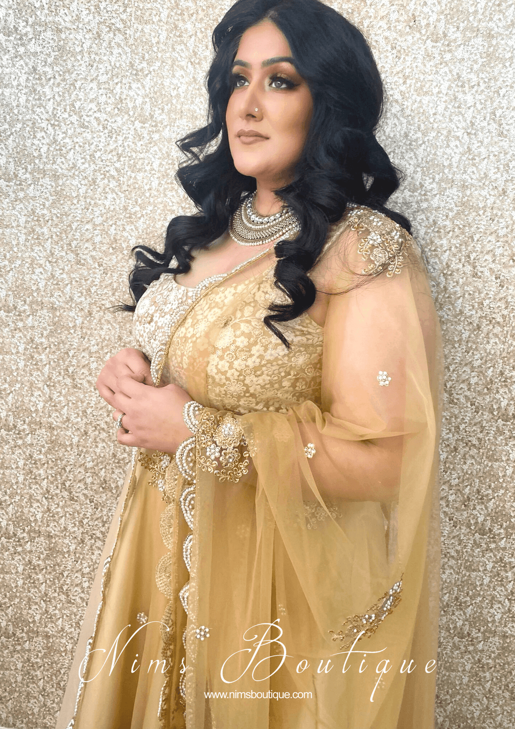 Nims Boutique Readymade Light Gold Silk skirt/lehnga sizes 6-18