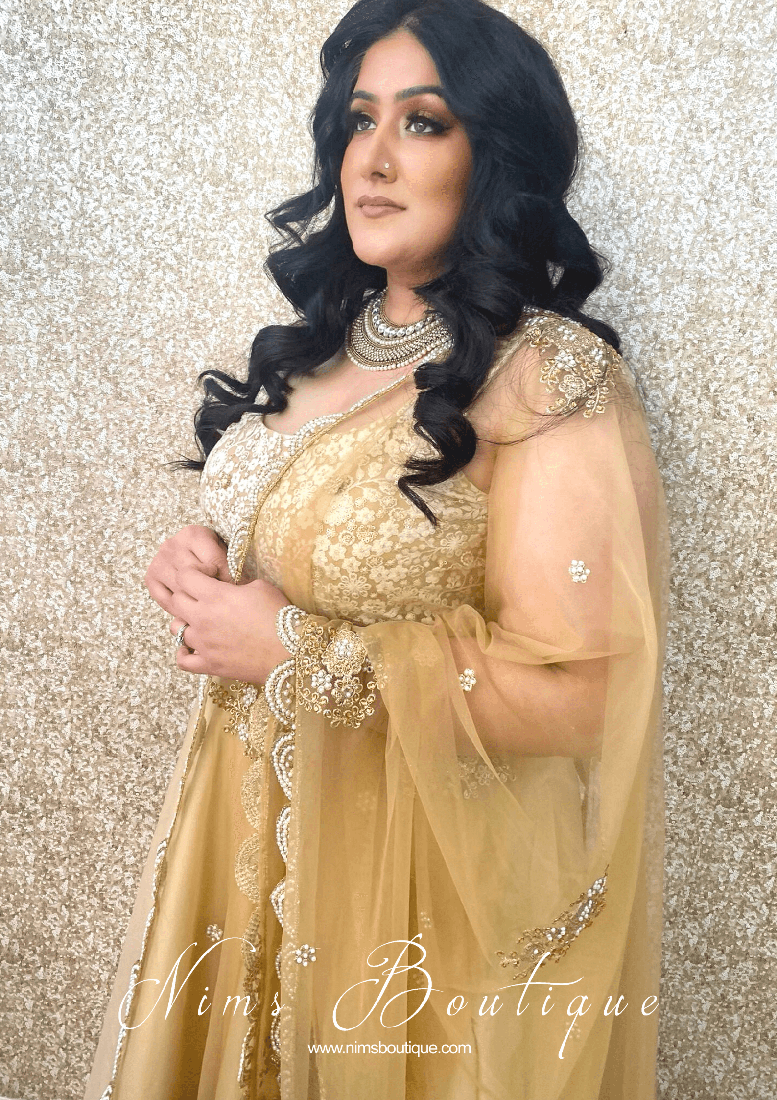 Nims Boutique Readymade Light Gold Silk skirt/lehnga sizes 6-18