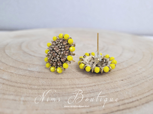 Royal Bright Yellow & Gold Stone Stud Earrings