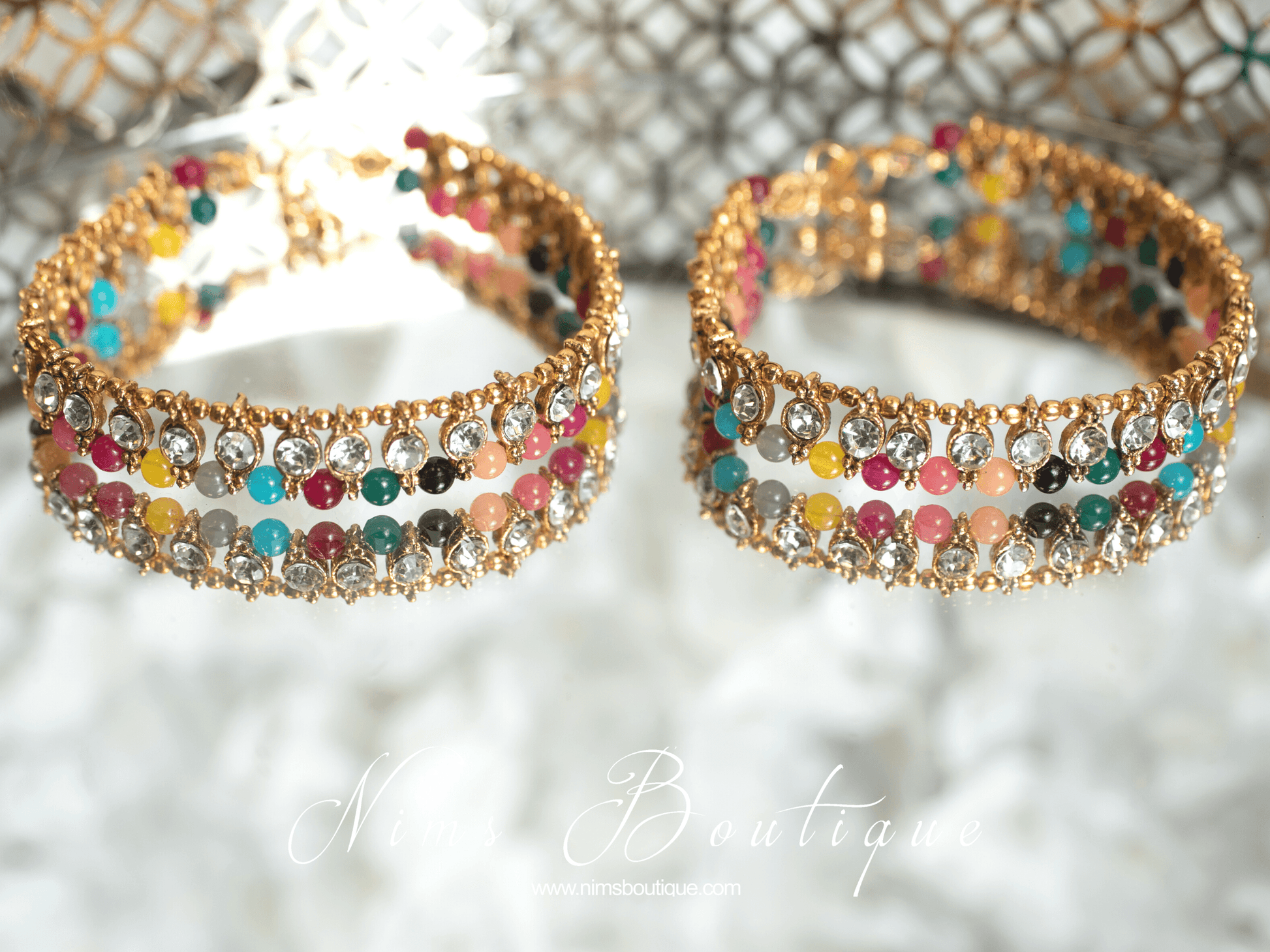 Nims Boutique Small Royal Gold & Multicolour Anklets