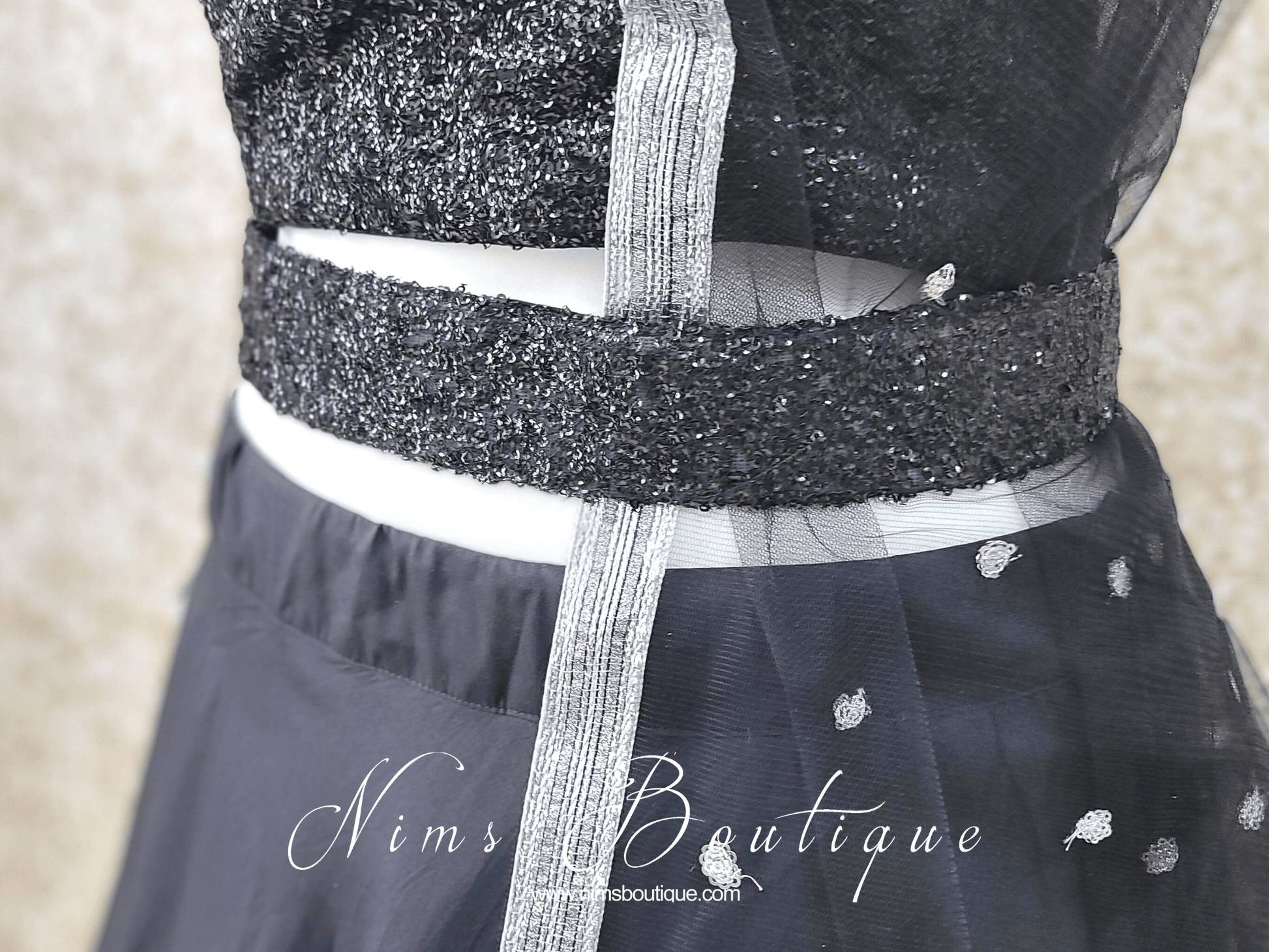Nims Boutique Luxury Black Sequin Belt