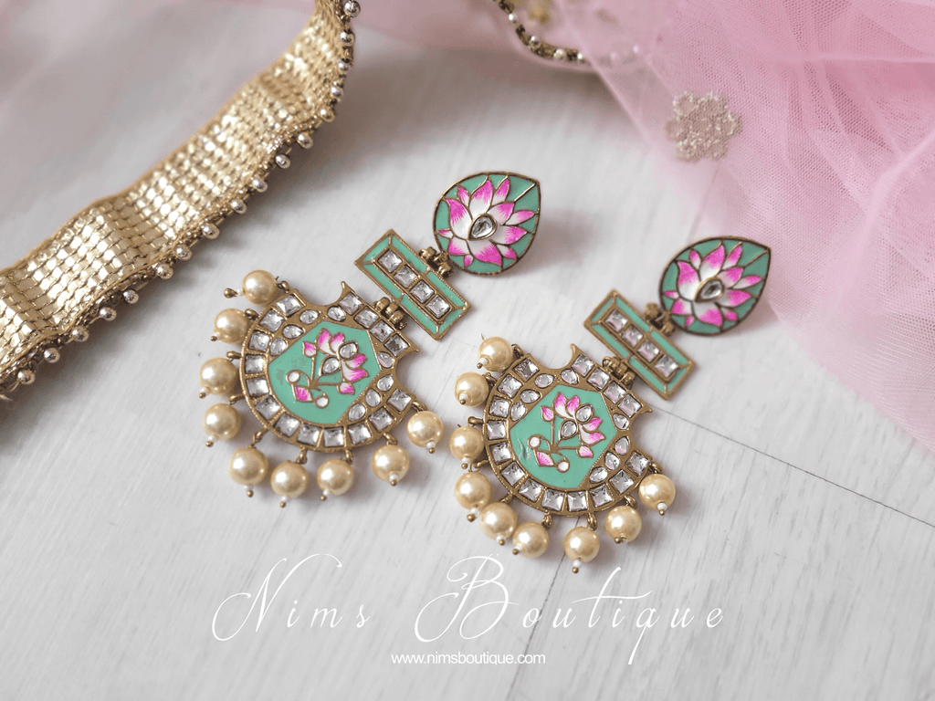 Nims Boutique Suhana Mint Blossom Earrings